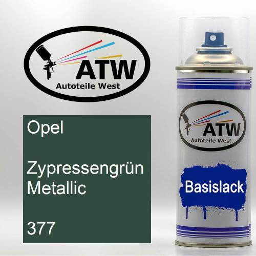 Opel, Zypressengrün Metallic, 377: 400ml Sprühdose, von ATW Autoteile West.